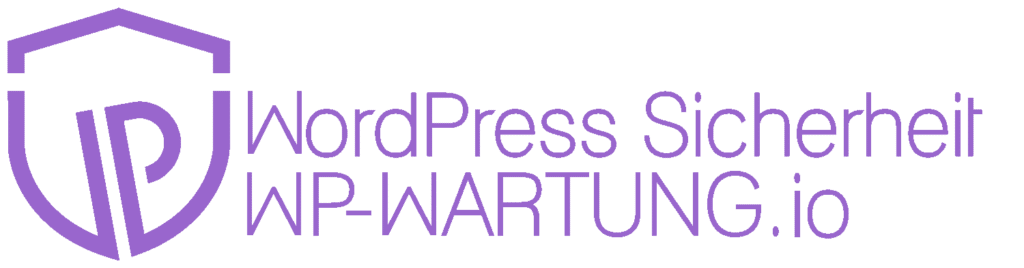 WP-WARTUNG.io Logo mit Sicherheitssymbol